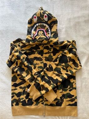 A Bathing Ape Camo Hoodie in Yellow, Olive & Black